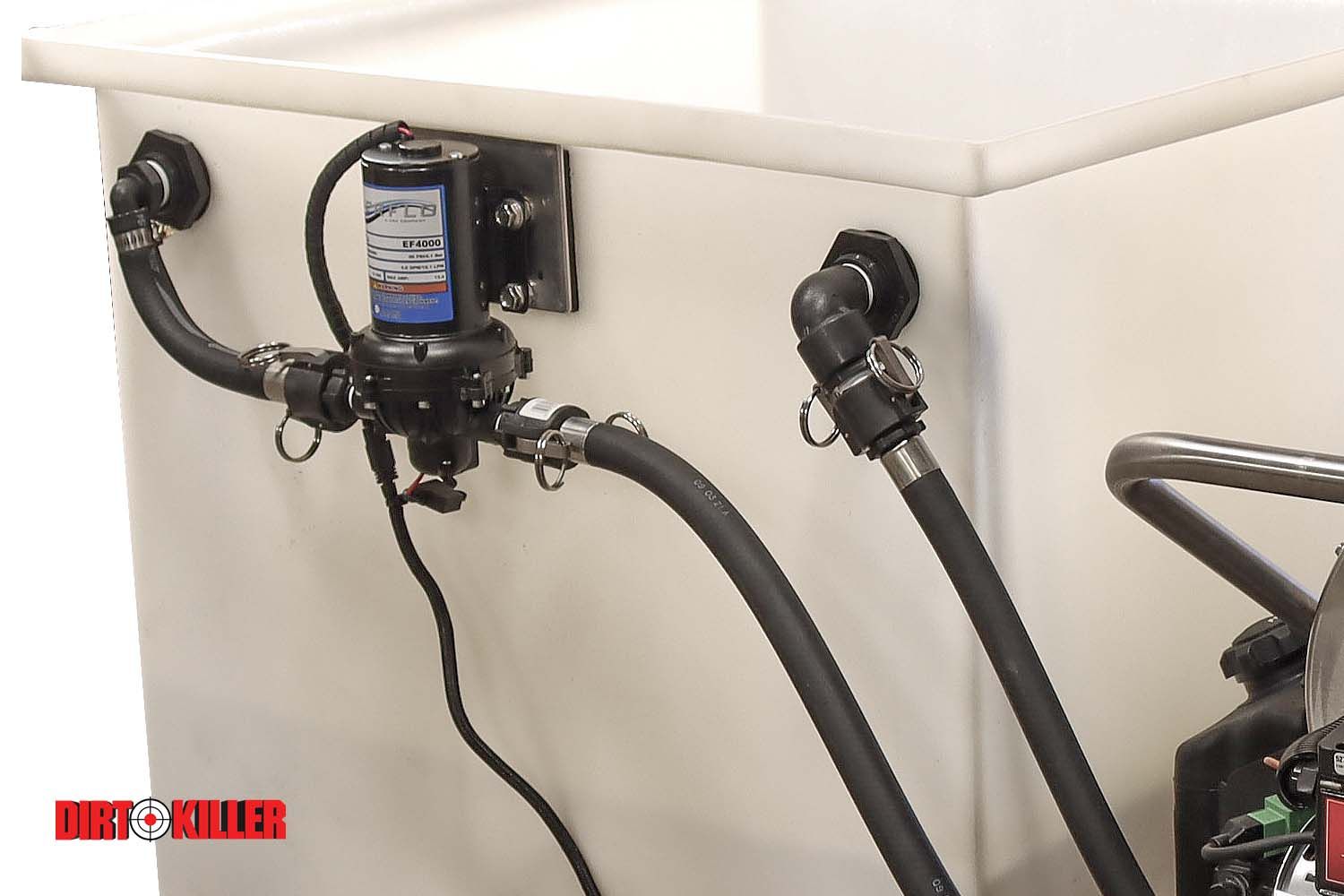 Trap wash system plumbing, pump and camlocks